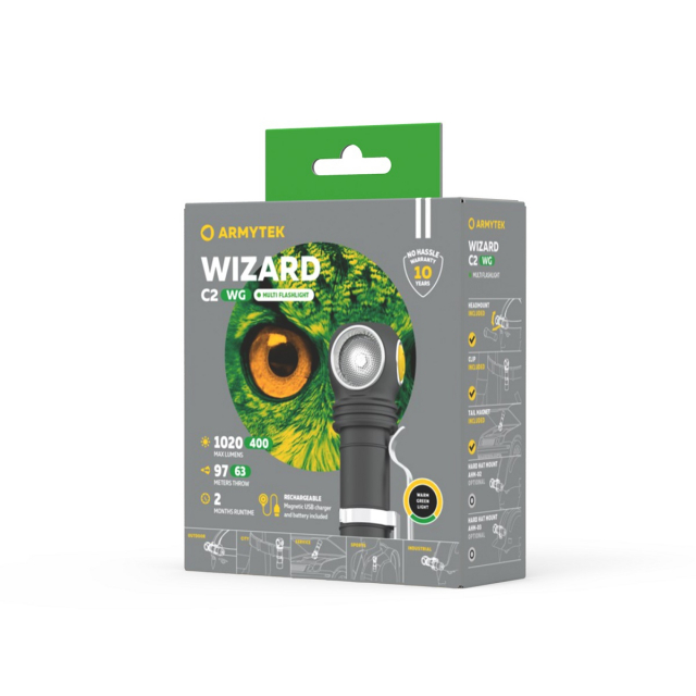 Armytek Wizard C2 WG Magnet USB Warm, latarka czołowa 1020 lm