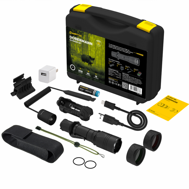 Armytek Dobermann Hunting Kit White, zestaw myśliwski, 1000 lm