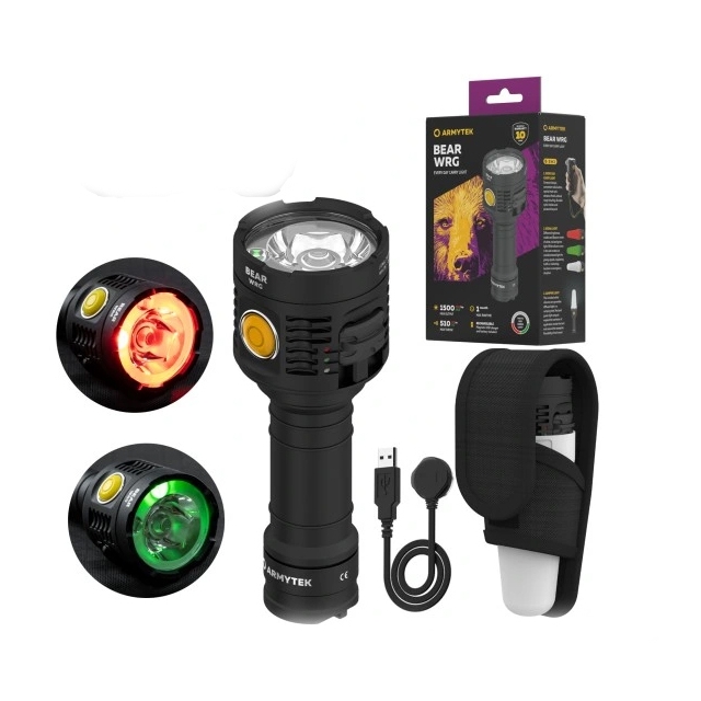 Armytek Bear WRG, latarka taktyczna z 3 kolorami światła,, 1500 lm